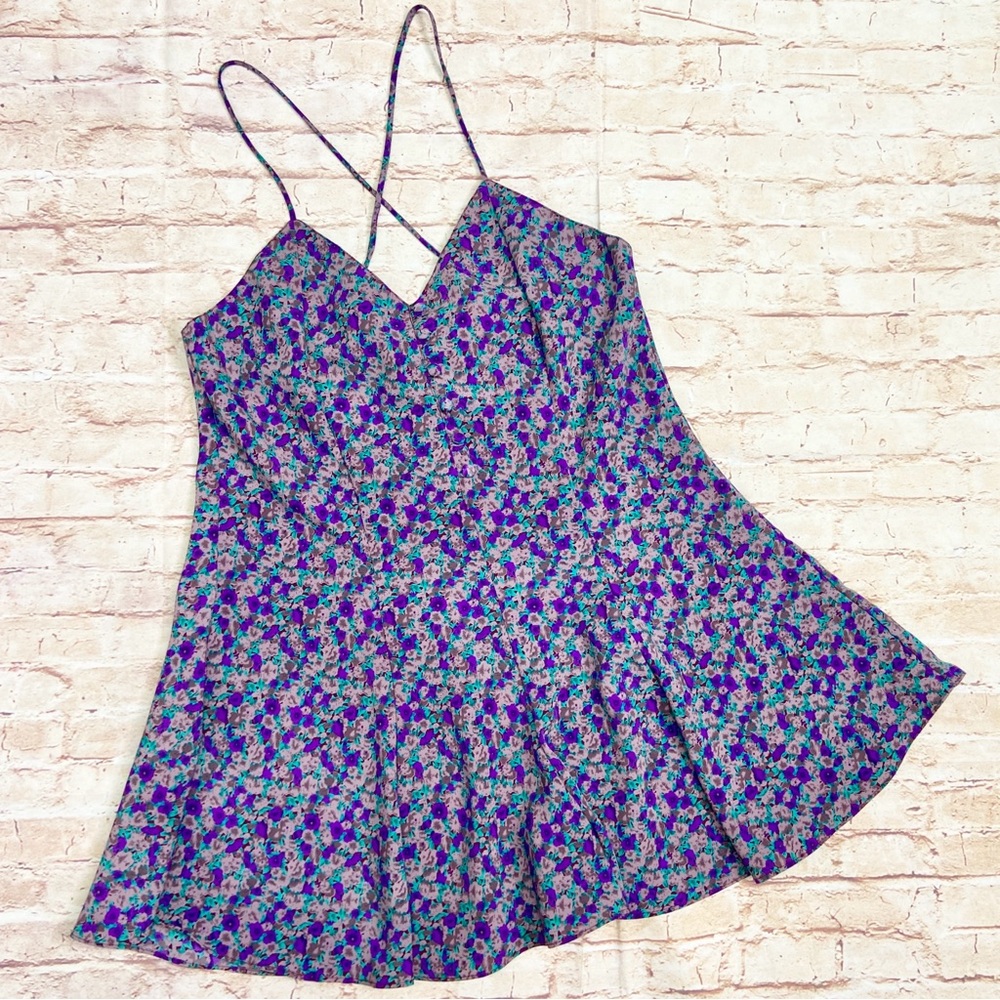 VTG Jo Intimates Womens 1-Piece Romper Shorts Nightgown Size M Floral Button NWT